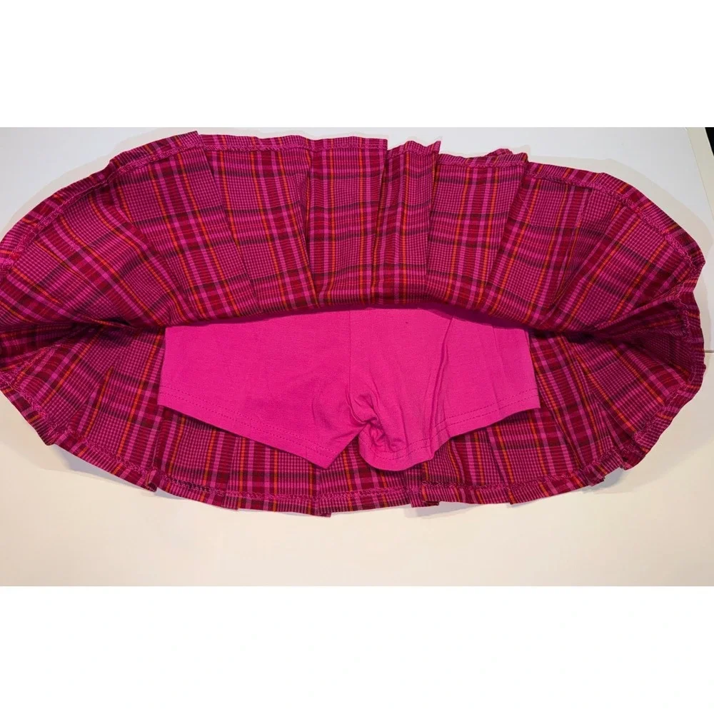 The Childrens Place Girls Pink Plaid Pleated Skort Sz 8 NWT Y2K